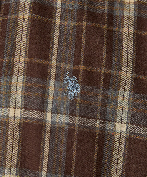 U.S. POLO ASSN.(ユーエスポロアッスン)の「U.S. POLO ASSN. × PUBLUX/ユーエスポロアッスン 別注 ワンポイント 刺繍 ネルチェックシャツ 限定展開(シャツ/ブラウス・メンズ・ベージュ/ダークブラウン/チャコールグレー/ブルー/ブラウン・SMALL/MEDIUM/LARGE)」の9枚目の写真