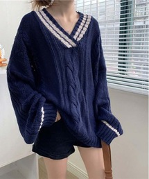 ケーブルチルデンニット