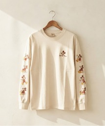 【DISNEY/ディズニー】ミッキーマウス刺繍&プリント USD風ロングスリーブTシャツ ユニセックス