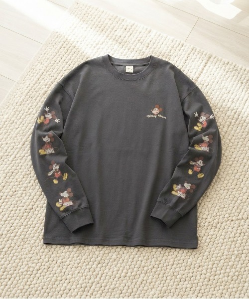 Disney(ディズニー)の「【DISNEY/ディズニー】ミッキーマウス刺繍&プリント USD風ロングスリーブTシャツ ユニセックス(Tシャツ/カットソー・メンズ・ブラック系その他/アイボリー/グレイッシュベージュ/スミクロ・LARGE/MEDIUM)」の7枚目の写真