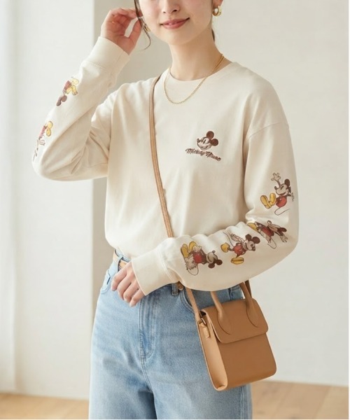 Disney(ディズニー)の「【DISNEY/ディズニー】ミッキーマウス刺繍&プリント USD風ロングスリーブTシャツ ユニセックス(Tシャツ/カットソー・メンズ・ブラック系その他/アイボリー/グレイッシュベージュ/スミクロ・LARGE/MEDIUM)」の12枚目の写真