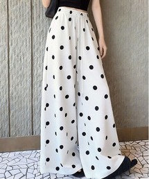 ドット柄イージーワイドストレートパンツ
