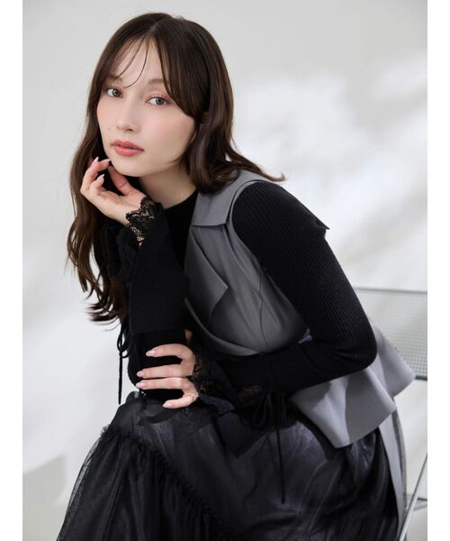 dazzlin(ダズリン)の「ペプラムトレンチワンピース(ワンピース・レディース・アイボリー/ブラック・SMALL/MEDIUM)」の6枚目の写真