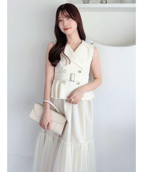 dazzlin(ダズリン)の「ペプラムトレンチワンピース(ワンピース・レディース・アイボリー/ブラック・SMALL/MEDIUM)」の10枚目の写真