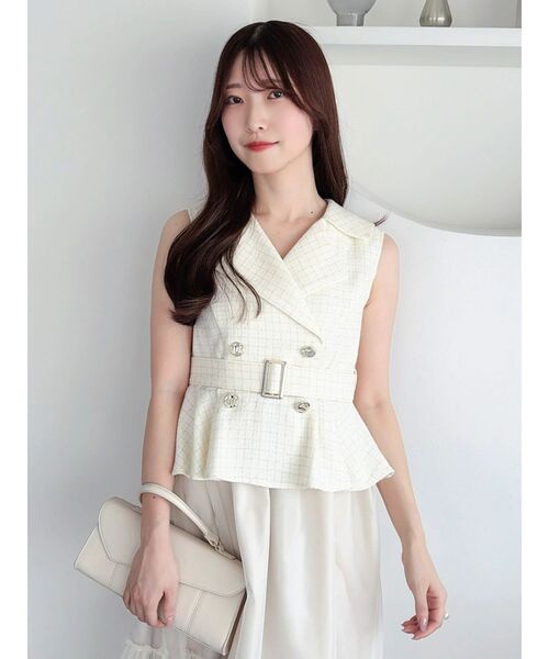 dazzlin(ダズリン)の「ペプラムトレンチワンピース(ワンピース・レディース・アイボリー/ブラック・SMALL/MEDIUM)」の12枚目の写真
