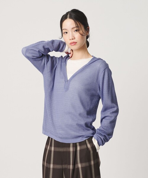 BEAUTY&YOUTH UNITED ARROWS(ビューティーアンドユースユナイテッドアローズ)の「コットンポリエステル ニットフーディ ウォッシャブル(ニット/セーター・レディース・ライラック/ダークブラウン/ブラック・FREE)」の1枚目の写真