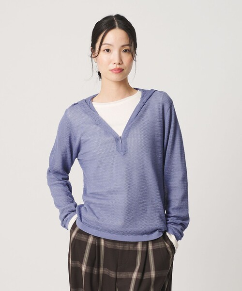 BEAUTY&YOUTH UNITED ARROWS(ビューティーアンドユースユナイテッドアローズ)の「コットンポリエステル ニットフーディ ウォッシャブル(ニット/セーター・レディース・ライラック/ダークブラウン/ブラック・FREE)」の4枚目の写真