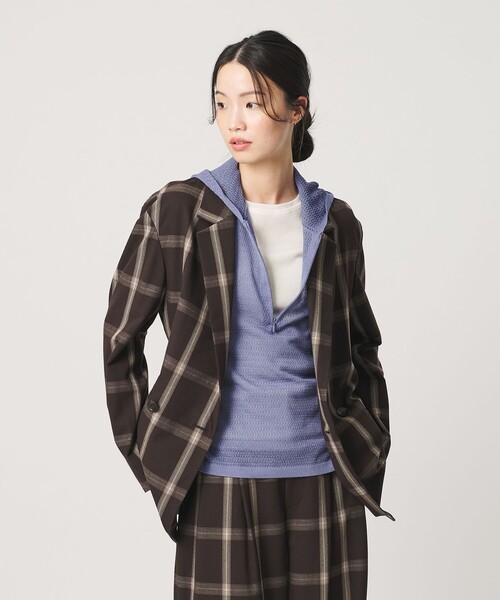 BEAUTY&YOUTH UNITED ARROWS(ビューティーアンドユースユナイテッドアローズ)の「コットンポリエステル ニットフーディ ウォッシャブル(ニット/セーター・レディース・ライラック/ダークブラウン/ブラック・FREE)」の6枚目の写真