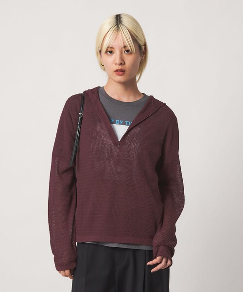 BEAUTY&YOUTH UNITED ARROWS(ビューティーアンドユースユナイテッドアローズ)の「コットンポリエステル ニットフーディ ウォッシャブル(ニット/セーター・レディース・ライラック/ダークブラウン/ブラック・FREE)」の12枚目の写真