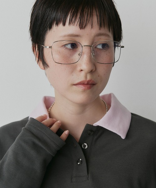ad thie(アドティエ)の「ショート丈 バイカラー ポロシャツ(ポロシャツ・レディース・チャコール/ライトブルー/ネイビー/ブラウン/アイボリー/ピンク・FREE)」の12枚目の写真