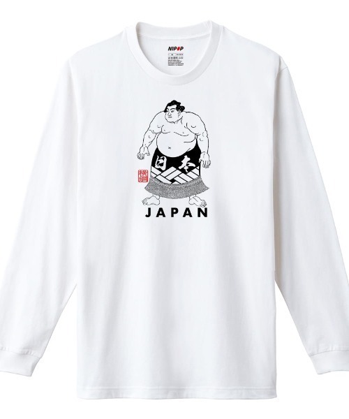 NIPOP(ニポップ)の「NIPOP(ニポップ) 長袖Tシャツ 力士 相撲 和 プリント インバウンド お土産 ロンT トップス メンズ ユニセックス(Tシャツ/カットソー・メンズ・ブラック/ホワイト/ヘザーグレー・M/XL/L)」の2枚目の写真