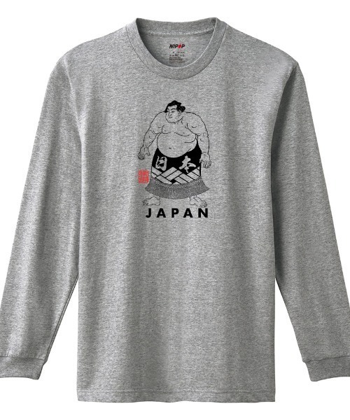 NIPOP(ニポップ)の「NIPOP(ニポップ) 長袖Tシャツ 力士 相撲 和 プリント インバウンド お土産 ロンT トップス メンズ ユニセックス(Tシャツ/カットソー・メンズ・ブラック/ホワイト/ヘザーグレー・M/XL/L)」の3枚目の写真