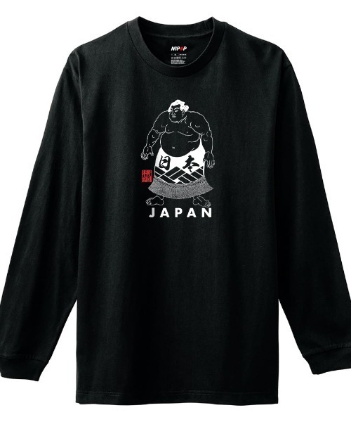 NIPOP(ニポップ)の「NIPOP(ニポップ) 長袖Tシャツ 力士 相撲 和 プリント インバウンド お土産 ロンT トップス メンズ ユニセックス(Tシャツ/カットソー・メンズ・ブラック/ホワイト/ヘザーグレー・M/XL/L)」の1枚目の写真