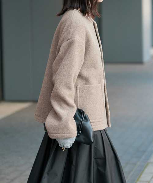DANTON(ダントン)の「DANTON/ダントン COLLARLESS JACKET DT-A0013(ブルゾン・レディース・ベージュ系その他/チャコールグレー・MEDIUM/SMALL)」の14枚目の写真