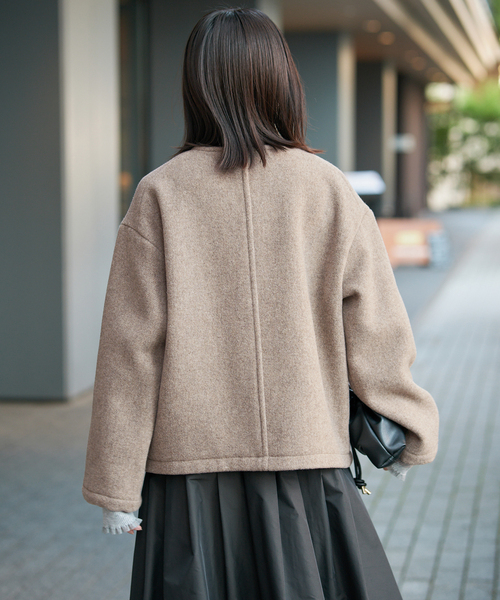DANTON(ダントン)の「DANTON/ダントン COLLARLESS JACKET DT-A0013(ブルゾン・レディース・ベージュ系その他/チャコールグレー・MEDIUM/SMALL)」の15枚目の写真