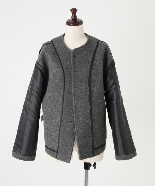 DANTON(ダントン)の「DANTON/ダントン COLLARLESS JACKET DT-A0013(ブルゾン・レディース・ベージュ系その他/チャコールグレー・MEDIUM/SMALL)」の13枚目の写真