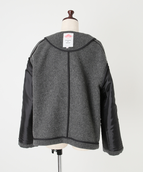 DANTON(ダントン)の「DANTON/ダントン COLLARLESS JACKET DT-A0013(ブルゾン・レディース・ベージュ系その他/チャコールグレー・MEDIUM/SMALL)」の3枚目の写真