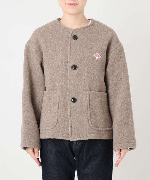 DANTON(ダントン)の「DANTON/ダントン COLLARLESS JACKET DT-A0013(ブルゾン・レディース・ベージュ系その他/チャコールグレー・MEDIUM/SMALL)」の5枚目の写真