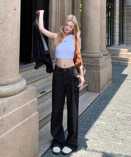 FAVORITO(ファヴォリート)の「デニムトップスワイドパンツセットアップ(セットアップ・レディース・ブラック・S/M/L)」の14枚目の写真