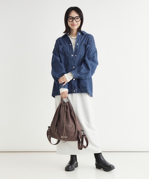 HONEYSUCKLE ROSE(ハニーサックルローズ)の「《ゆったりシルエット/体型カバー》デニムカバーオール(シャツ/ブラウス・レディース・サックスブルー/ブルー系その他・04/05)」の6枚目の写真