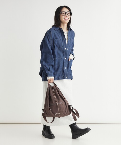 HONEYSUCKLE ROSE(ハニーサックルローズ)の「《ゆったりシルエット/体型カバー》デニムカバーオール(シャツ/ブラウス・レディース・サックスブルー/ブルー系その他・04/05)」の7枚目の写真