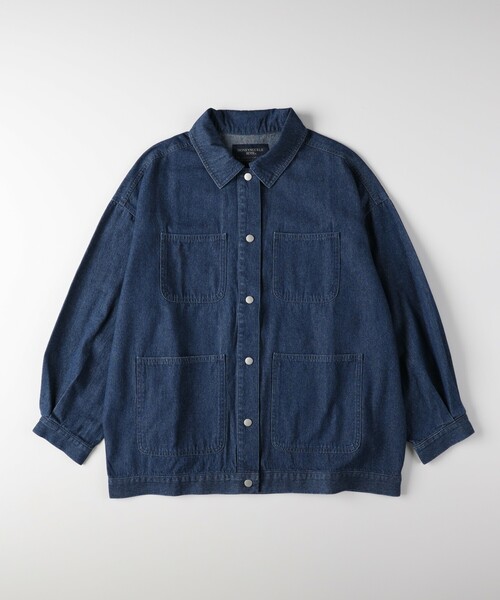 HONEYSUCKLE ROSE(ハニーサックルローズ)の「《ゆったりシルエット/体型カバー》デニムカバーオール(シャツ/ブラウス・レディース・サックスブルー/ブルー系その他・04/05)」の9枚目の写真