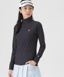 【PEARLY GATES】トゥルーボーテトリコットストレッチ長袖ハイネックカットソー <マイクロとびうさPG柄> (WOMENS)
