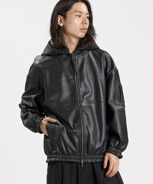 NO ID.(ノーアイディ)の「mj11999- シープレザーBIGフーデッドBLZ ブルゾン(859030-557L)(ブルゾン・メンズ・ブラック・ONE SIZE)」の7枚目の写真