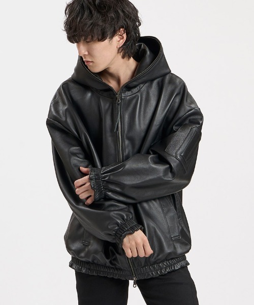 NO ID.(ノーアイディ)の「mj11999- シープレザーBIGフーデッドBLZ ブルゾン(859030-557L)(ブルゾン・メンズ・ブラック・ONE SIZE)」の12枚目の写真