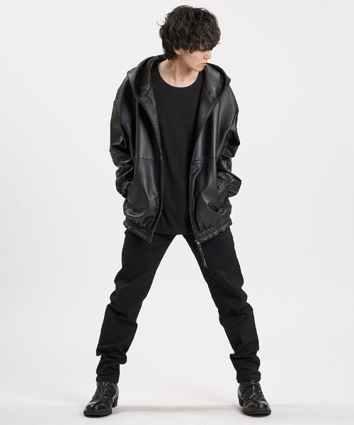 NO ID.(ノーアイディ)の「mj11999- シープレザーBIGフーデッドBLZ ブルゾン(859030-557L)(ブルゾン・メンズ・ブラック・ONE SIZE)」の14枚目の写真