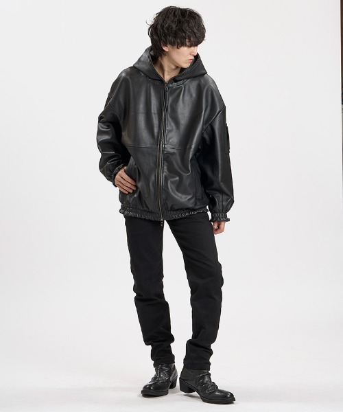 NO ID.(ノーアイディ)の「mj11999- シープレザーBIGフーデッドBLZ ブルゾン(859030-557L)(ブルゾン・メンズ・ブラック・ONE SIZE)」の15枚目の写真