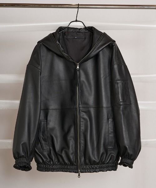 NO ID.(ノーアイディ)の「mj11999- シープレザーBIGフーデッドBLZ ブルゾン(859030-557L)(ブルゾン・メンズ・ブラック・ONE SIZE)」の16枚目の写真