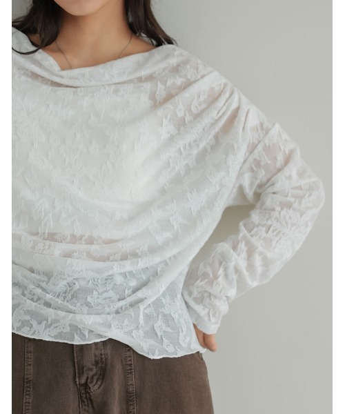 Re:EDIT(リエディ)の「2WAYふくれジャカードシアードレープトップス(Tシャツ/カットソー・レディース・ホワイト/ブラック・MEDIUM/LARGE)」の12枚目の写真