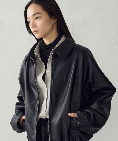 COMME CA ISM(コムサイズム)の「合成皮革 ジップアップブルゾン(ブルゾン・レディース・ブラウン/ブラック・M/L)」の11枚目の写真