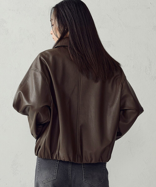 COMME CA ISM(コムサイズム)の「合成皮革 ジップアップブルゾン(ブルゾン・レディース・ブラウン/ブラック・M/L)」の18枚目の写真