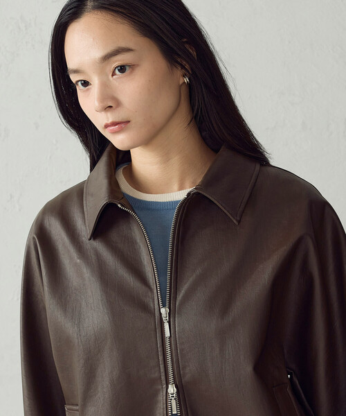 COMME CA ISM(コムサイズム)の「合成皮革 ジップアップブルゾン(ブルゾン・レディース・ブラウン/ブラック・M/L)」の19枚目の写真