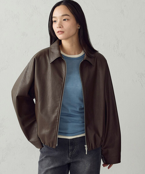 COMME CA ISM(コムサイズム)の「合成皮革 ジップアップブルゾン(ブルゾン・レディース・ブラウン/ブラック・M/L)」の20枚目の写真