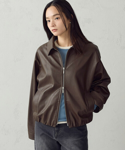 COMME CA ISM(コムサイズム)の「合成皮革 ジップアップブルゾン(ブルゾン・レディース・ブラウン/ブラック・M/L)」の21枚目の写真