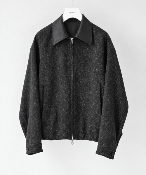 STUDIOUS(ステュディオス)の「【STUDIOUS】Leather collar Balloon Blouson(ブルゾン・メンズ・ホワイト/ブラック/ダークブラウン/マルチ・1/2/3)」の1枚目の写真