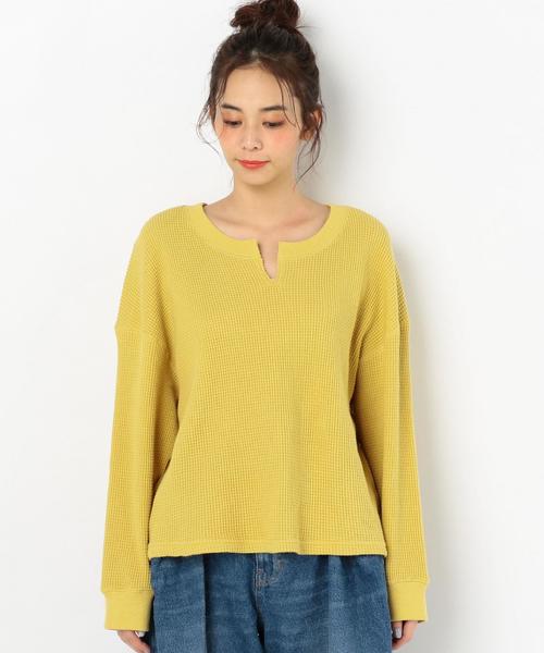 Another Edition(アナザーエディション)の「ワッフルキーネックプルオーバー(Tシャツ/カットソー・レディース・ナチュラル/イエロー・FREE)」の11枚目の写真
