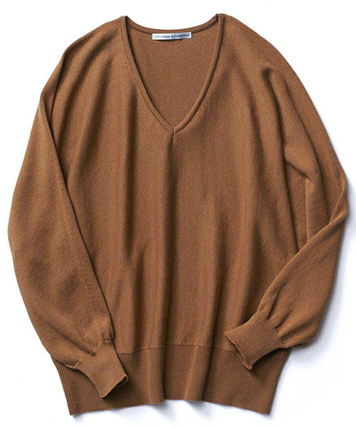 IEDIT（イディット）の「ＩＥＤＩＴ　ｍａｄｅ　ｉｎ　Ｊａｐａｎ　やわらかな肌ざわり　カシミヤ混のホールガーメントニット　（ニット/セーター・レディース・キャメル/ベージュ・LARGE/SMALL/MEDIUM/XX-LARGE/X-LARGE）」の3枚目の写真