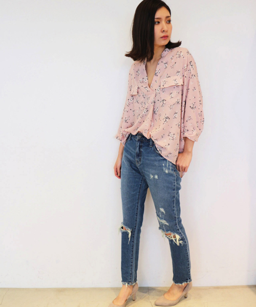 FREE'S MART（フリーズマート）の「とろみ小花柄スキッパーシャツ（シャツ/ブラウス・レディース・ピンク/ネイビー/ホワイト・FREE）」の20枚目の写真