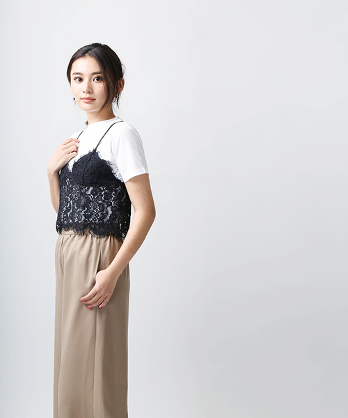 WEGO（ウィゴー）の「WEGO/【2点セット】レースビスチェレイヤードTシャツ（Tシャツ/カットソー・レディース・レッド/ホワイト/ブラック/イエロー/ターコイズブルー/ダークオレンジ・FREE）」の16枚目の写真