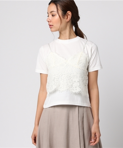 WEGO（ウィゴー）の「WEGO/【2点セット】レースビスチェレイヤードTシャツ（Tシャツ/カットソー・レディース・レッド/ホワイト/ブラック/イエロー/ターコイズブルー/ダークオレンジ・FREE）」の17枚目の写真