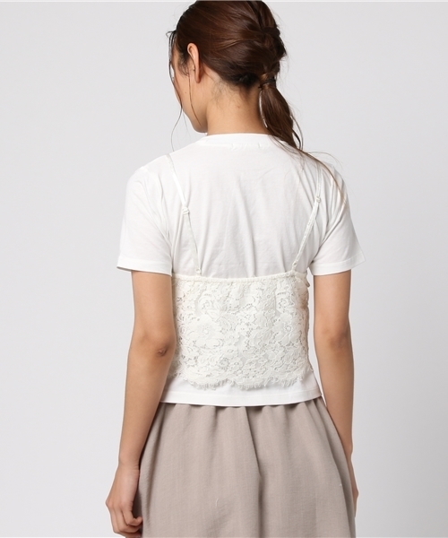 WEGO（ウィゴー）の「WEGO/【2点セット】レースビスチェレイヤードTシャツ（Tシャツ/カットソー・レディース・レッド/ホワイト/ブラック/イエロー/ターコイズブルー/ダークオレンジ・FREE）」の19枚目の写真