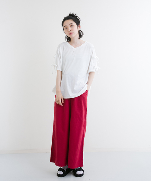 MERLOT（メルロー）の「リボンスリーブカットソー1099（Tシャツ/カットソー・レディース・ピンク/ブラウン/オフホワイト/ブラック・FREE）」の13枚目の写真