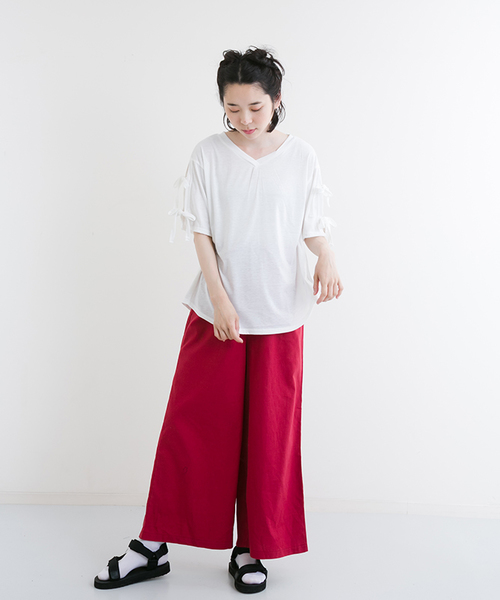 MERLOT（メルロー）の「リボンスリーブカットソー1099（Tシャツ/カットソー・レディース・ピンク/ブラウン/オフホワイト/ブラック・FREE）」の14枚目の写真