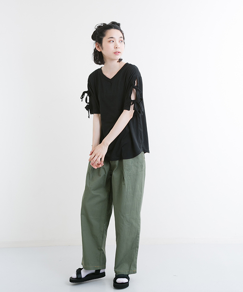 MERLOT（メルロー）の「リボンスリーブカットソー1099（Tシャツ/カットソー・レディース・ピンク/ブラウン/オフホワイト/ブラック・FREE）」の15枚目の写真