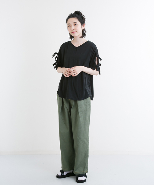 MERLOT（メルロー）の「リボンスリーブカットソー1099（Tシャツ/カットソー・レディース・ピンク/ブラウン/オフホワイト/ブラック・FREE）」の16枚目の写真