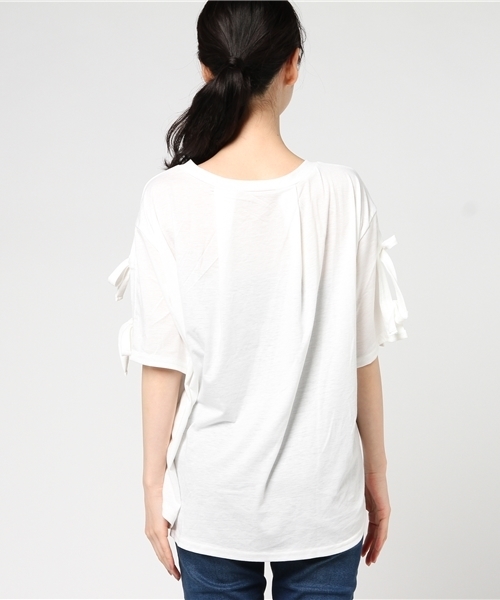 MERLOT（メルロー）の「リボンスリーブカットソー1099（Tシャツ/カットソー・レディース・ピンク/ブラウン/オフホワイト/ブラック・FREE）」の11枚目の写真